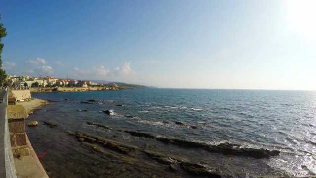 Alghero seafront on a clear spring day. Sardinia, Italy
