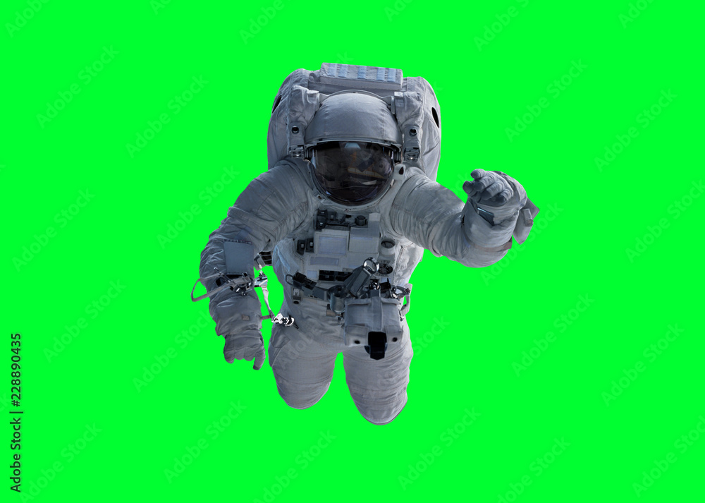 Poster astronaut isolated on green background 3d rendering elements of this image furnished by nasa