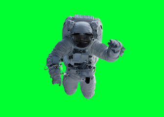 Astronaut isolated on green background 3D rendering elements of this image furnished by NASA