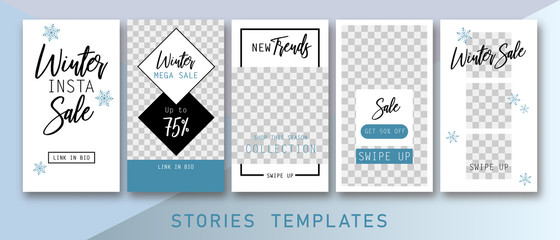 Instagram stories templates. Winter insta sale. Winter sale. Stories templates. Clean & Modern