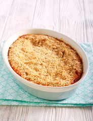 Pumpkin souffle dessert with crumble topping