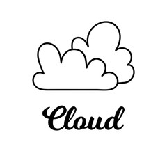 Vector Illustration. Isolated cartoon cloud. Cloud with dicoration element for background, poster, card