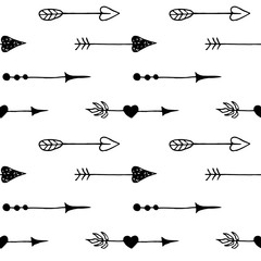 Seamless pattern with hand drawn vintage arrows.