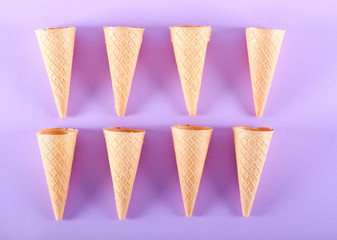 Ice cream cones over purple