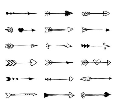 Set of hand drawn vintage arrows.