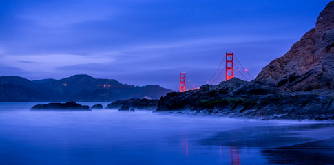 Golden Gate Bridge at blue hour