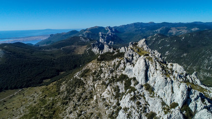 Dabarski Kukovi on Velebit close do Karlobag, Croatia, are a ridge composed of steep peaks, which are unique geologic formation. They are famous for hiking and free climbing on huge rock faces. 