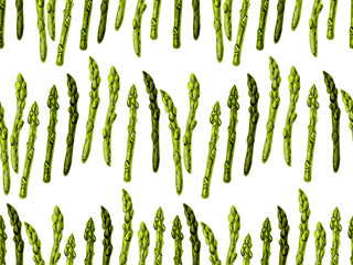 Asparagus green pattern. Seamless pattern with sketch style asparagus. Tile vegetarian background element. Spring asparagus hand drawn seamless vector pattern