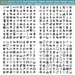 Fototapeta premium Banking. Call center. Food. Sea food. Human anatomy. Message related. Veterinary shop. Reward. Online shopping big simple icons set