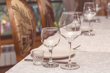 Table setting in a cafe or restaurant