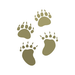 Bear footprints color vector icon. Flat design