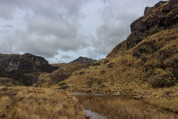 panoramic landscape of cajas national park, ecuador