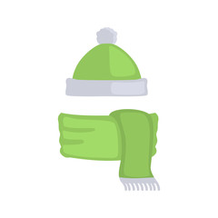 Hat and scarf color vector icon. Flat design