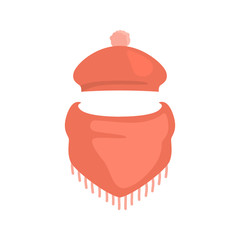 Hat and scarf color vector icon. Flat design