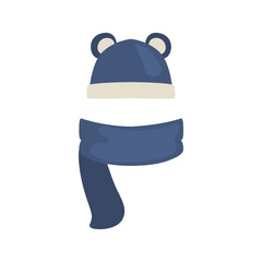 Hat and scarf color vector icon. Flat design