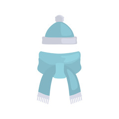 Hat and scarf color vector icon. Flat design