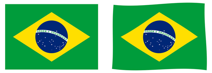 Fototapeta premium Flag of Brazil. Simple and slightly waving version.