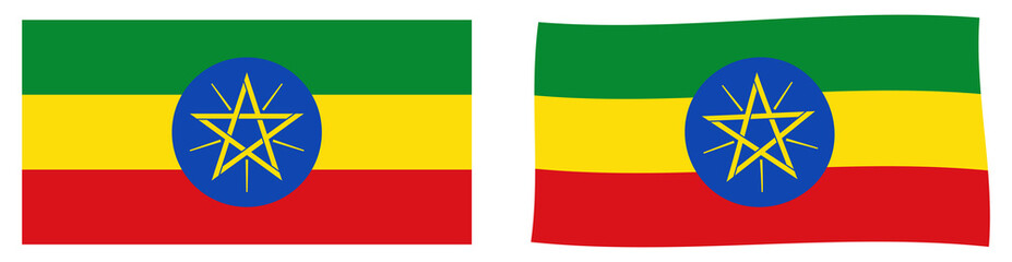 Federal Democratic Republic of Ethiopia flag. Simple and slightly waving version.