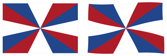 Fototapeta na wymiar Netherlands (Holland) naval jack (Prinsengeus) flag. Simple and slightly waving version.