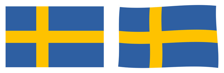 Kingdom of Sweden flag. Simple and slightly waving version.