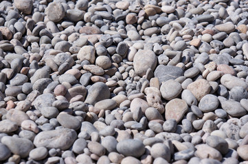 Pebbles on the coast of the island of Mallorca, Spain