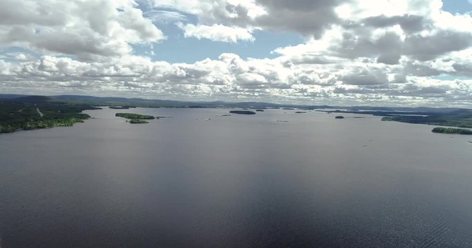 View from the air of City of Kemijärvi on a summer day in the northern Finland