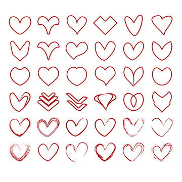 set of 36 heart shapes