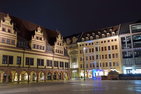 Marktplatz in Leipzig bei Nacht