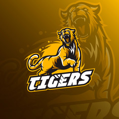 Tiger mascot logo vector illustration.