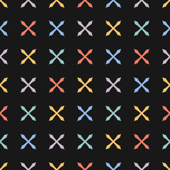 Obraz premium Cute funky seamless pattern. Vector geometric texture with colorful crosses