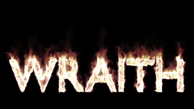 Animated burning or engulf in flames all caps text wraith. Fire has transparency and isolated and easy to loop. Black background, mask included.