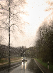 Car, Headlights, and Rain
