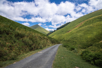 Fototapeta na wymiar scenic road mountain pass in Iraty mountains, basque country, france