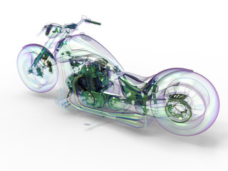 3D render - glass motorcycle illustration