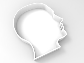 3D render - white head cutout