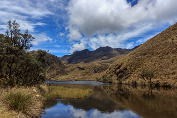 panoramic landscape of cajas national park, ecuador