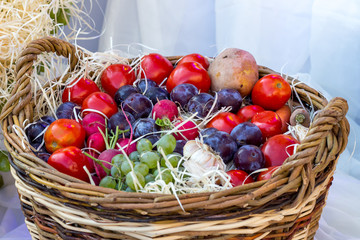 Berries, Vegetables and Fruits in a basket on Thanksgiving_