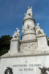 Statue of Christoforo Colombo in Genova on Blue Sky Background