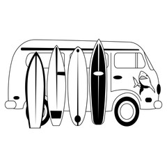 Main transport for traveling to the sea and surfboard.