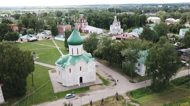 Aerial view of Pereslavl Kremlin with churches  in Pereslavl-Zalessky, Russia