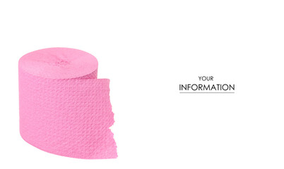 Toilet paper pink in hand pattern on white background isolation