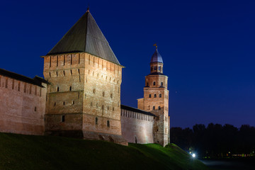 Fototapeta premium Veliky Novgorod, Russia.Novgorod Kremlin. Pokrovskaya and Kokuy towers
