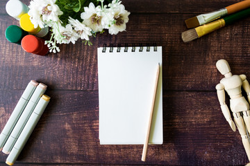 Copyspace of designer and artist working desktop.