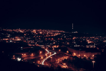 Fototapeta na wymiar Night Yerevan lights and long exposure