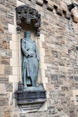 William Wallace bronze statue detail at Gatehouse entrance to Edinbugh Castle, Scotland, United...