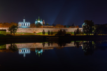 Fototapeta na wymiar Novgorod Kremlin. Russia.Veliky Novgorod.Sofia Cathedral, Belfry and Vladimirskaya Tower