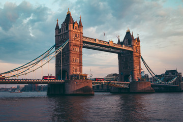 Spectacular Tower Bridge in London at sunset