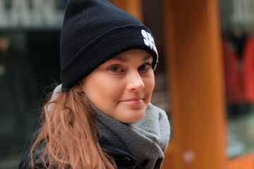 portrait of a young girl during winter