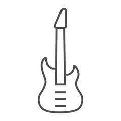 Fototapeta na wymiar Bass guitar thin line icon, music and string, instrument sign, vector graphics, a linear pattern on a white background.
