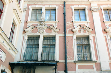 facade of an old house with windows